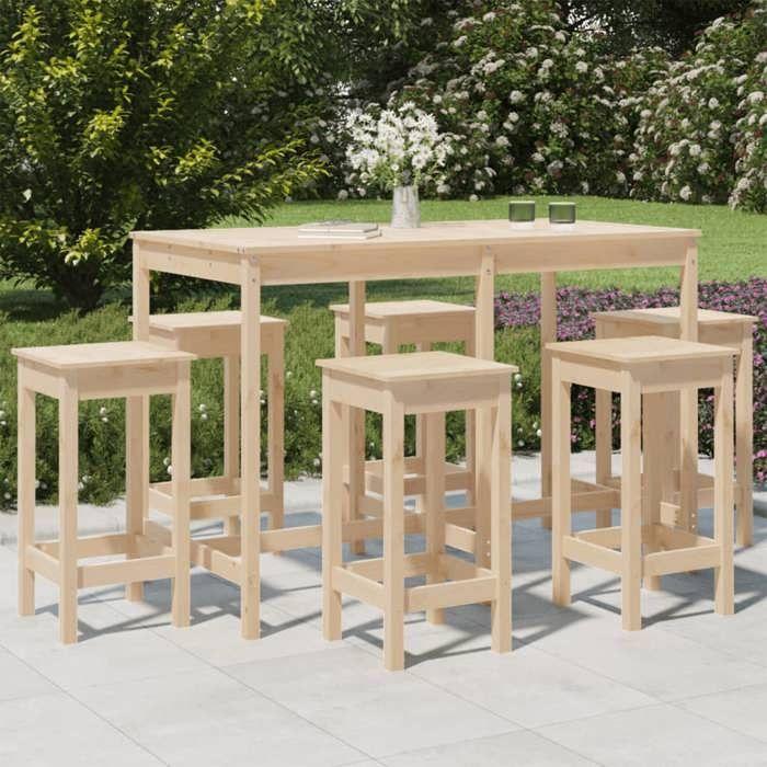 VidaXL 7-piece Garden Bar Set Solid Pine Wood, Bar Set, Furniture Set, Outdoor Bar Set, 3154755