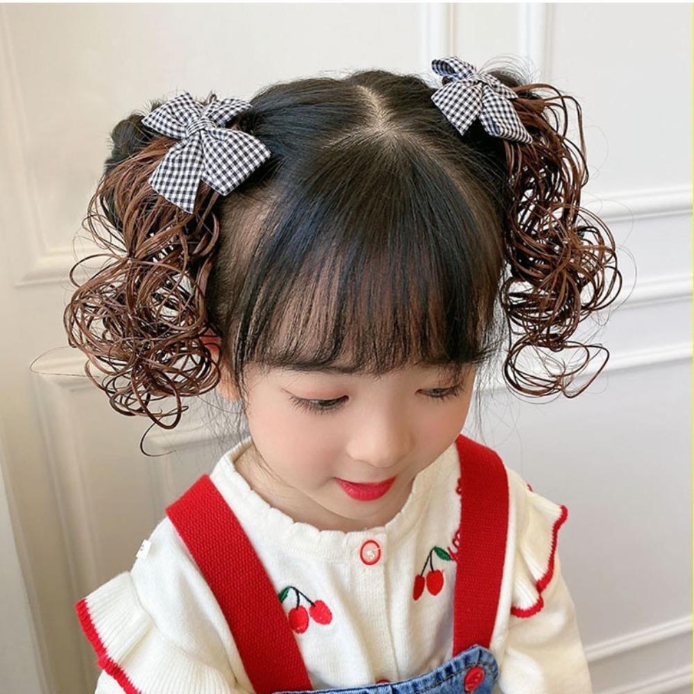 2 шт., детский парик в китайском стиле, заколка для волос, детский головной убор, красный бант, заколка для волос, новогодняя праздничная