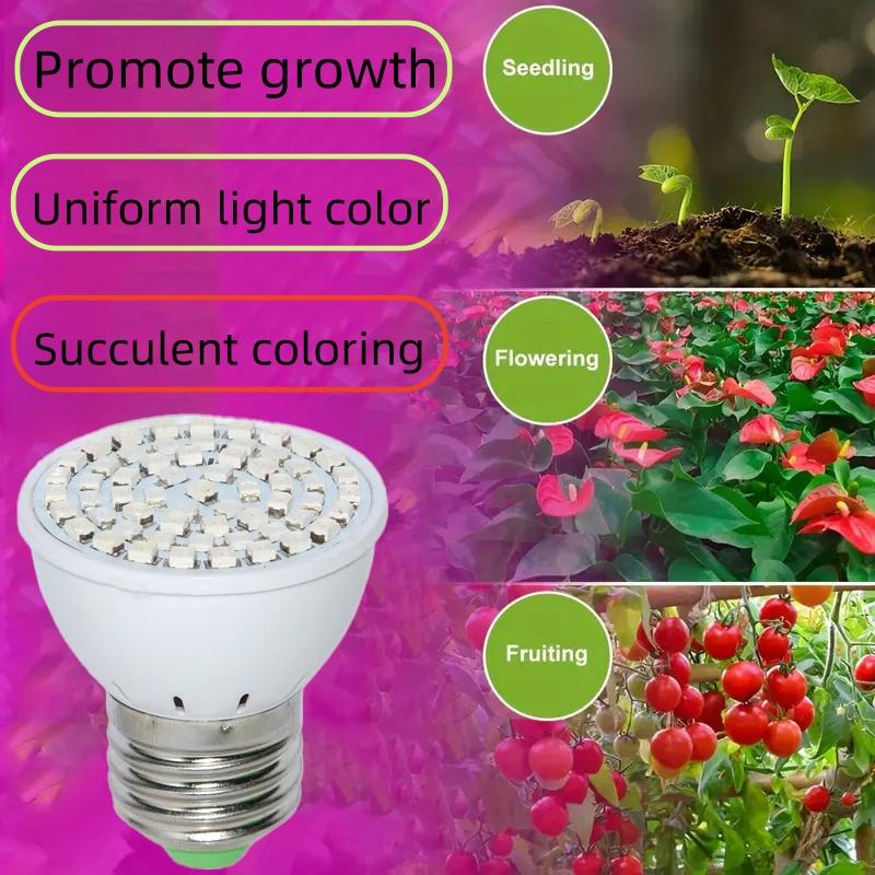1 шт. светодиодная лампа полного спектра для выращивания растений E27, красная, синяя, 60 светодиодов, 220 В, лампа для выращивания растений, теплица, палатка, гидропонное выращивание, овощи, цветы