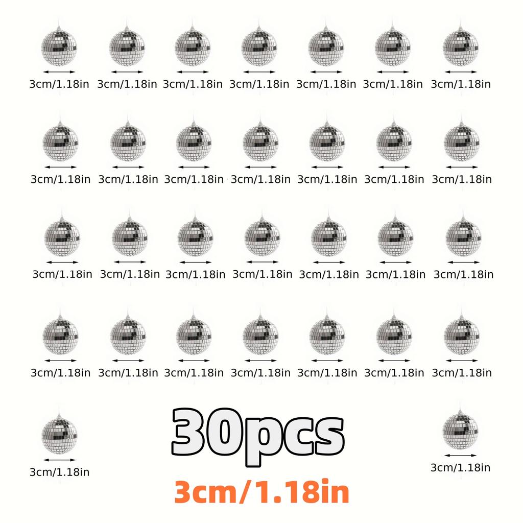 30 шт. Мини-диско-шары, украшения, светоотражающие стеклянные серебряные безделушки для вечеринки на дискотеке Марди Гра, сверкающий подарок на рождественскую елку