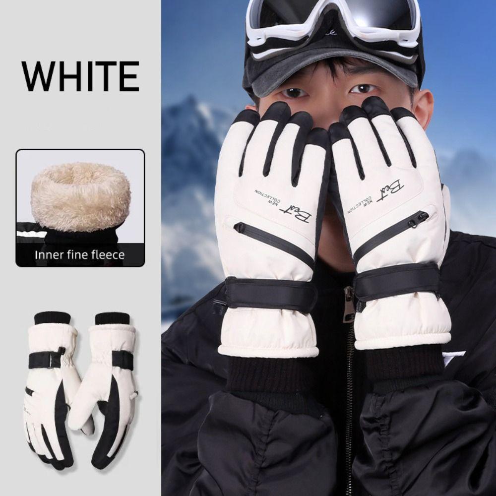 Thicken Winter Ski Gloves with Storage Bag Card Holder  Gloves Snowboard Gloves  Girls