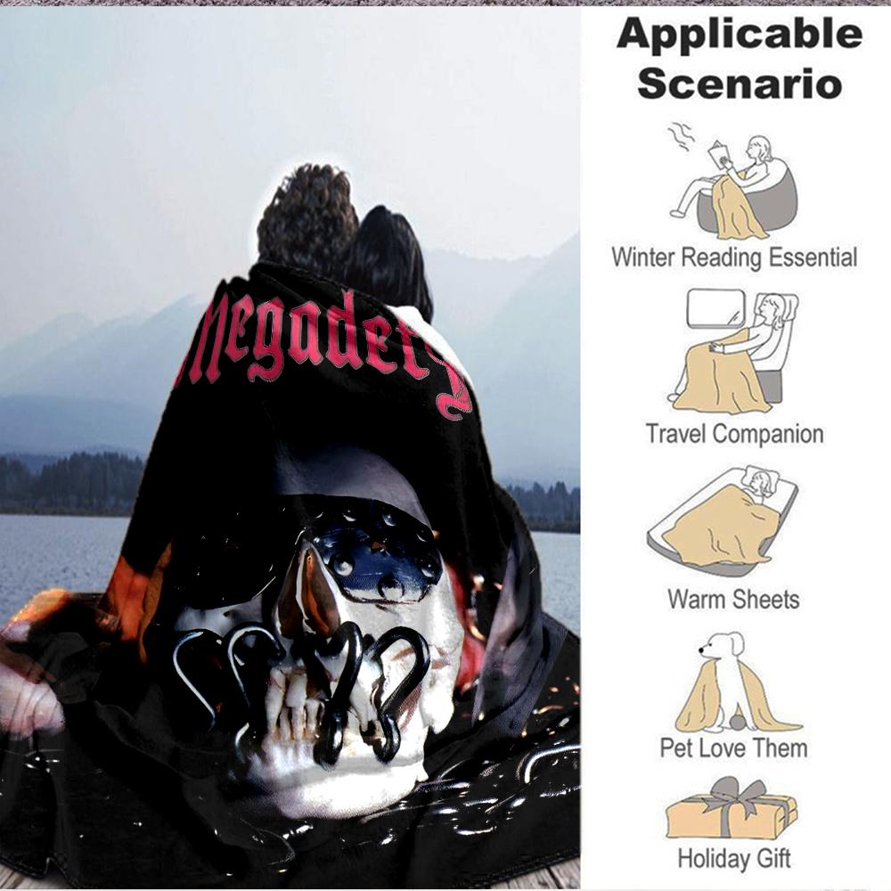 1Pc Megadeth Skull Artwork Blanket Soft And Comfortable Casual Warm Camping Travel Christmas Halloween Xmas Gift M924554