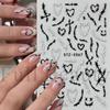 Nail Art Stickers Ins Millennium Hot Girl Black Silver Thorns Love Line Adhesive Nail Stickers