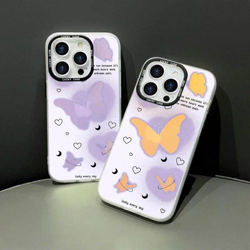 Чехол для телефона с лазерной бабочкой для iPhone 13, чехол для iPhone 11 14 12 15 Pro Max XR XS X 7 8 Plus SE, противоударный мягкий чехол-бампер