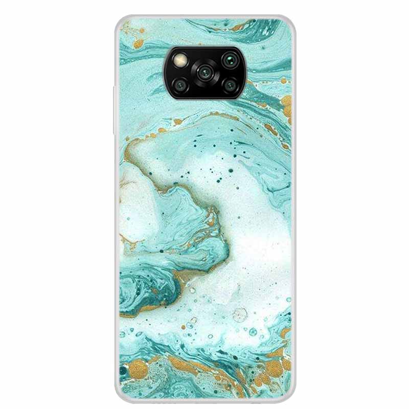 Чехол для Poco X3 Pro X3 NFC 6.67" Прозрачный Мраморный Мягкий ТПУ Силиконовый Задний Чехол для Телефона Xiaomi Poco X3 NFC Ударопрочный Fundas