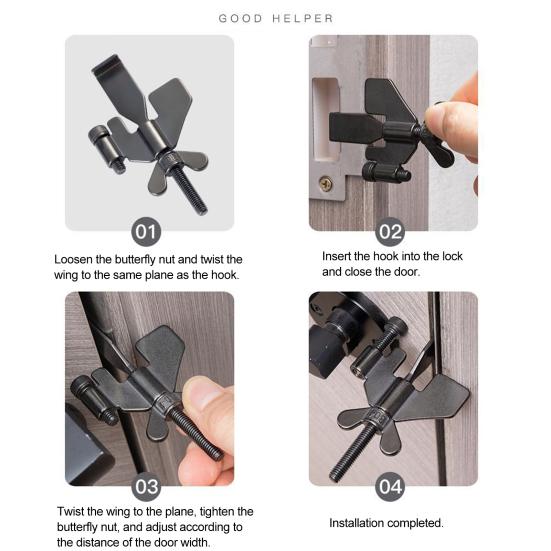 Door Stopper Adjustable Portable Simple Installation Door Lock Travel Essential for Hotel Apartment Dorm Security