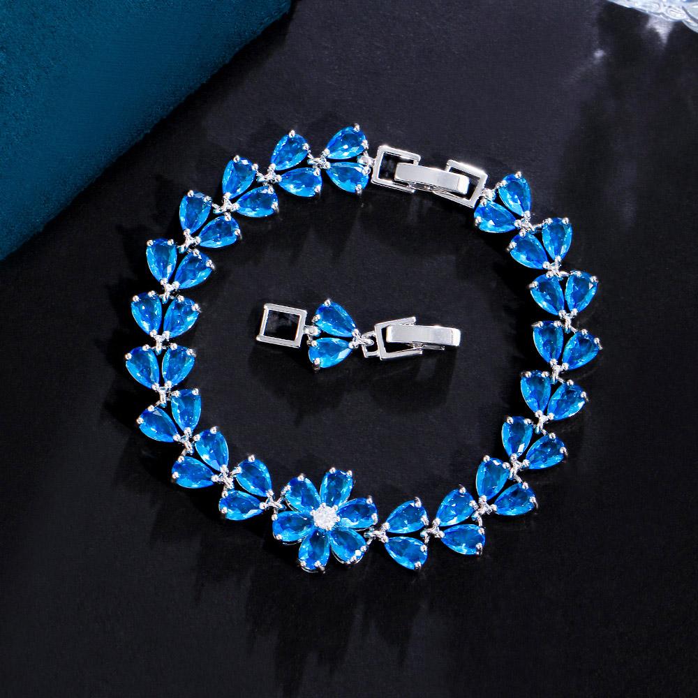 CMM Нежный цветок в форме листа кластер Розовый Красный Цирконий Браслеты-цепочки для женщин