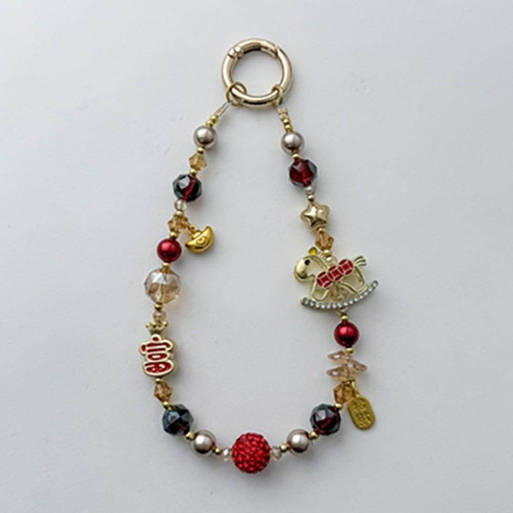 Beaded Pendant Zodiac Horse Keychain Cartoon Horse Key Ring Women's Bag Charm Decoration
