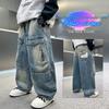 2025 Autumn Boys' Wide-Leg Fashion Jeans: Stylish Casual Kids' Pants