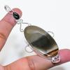 Натуральный Полосатый Агат, Оникс 925 Пробы Серебро Ювелирный Кулон 3.55" AP-16093