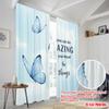 2pcs 2D flat printing Drapes Beautiful Blue Butterflies Amazing Things Fabric Without Electricity All Season Party & Holiday