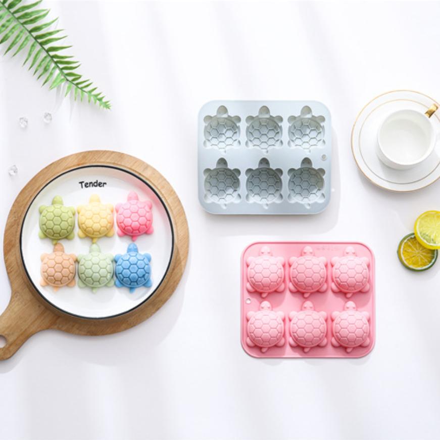 6 Форм из силикона в виде черепашек подряд, мультяшная черепаха, форма для шоколада, форма для конфет, пудинга, лоток для кубиков льда, форма для мыла ручной работы, форма для торта