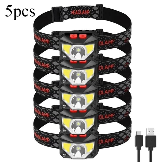 8 режимов Handfress датчик движения мощный светодиодный налобный фонарь налобный фонарь COB фонарик налобный фонарь для кемпинга, рыбалки