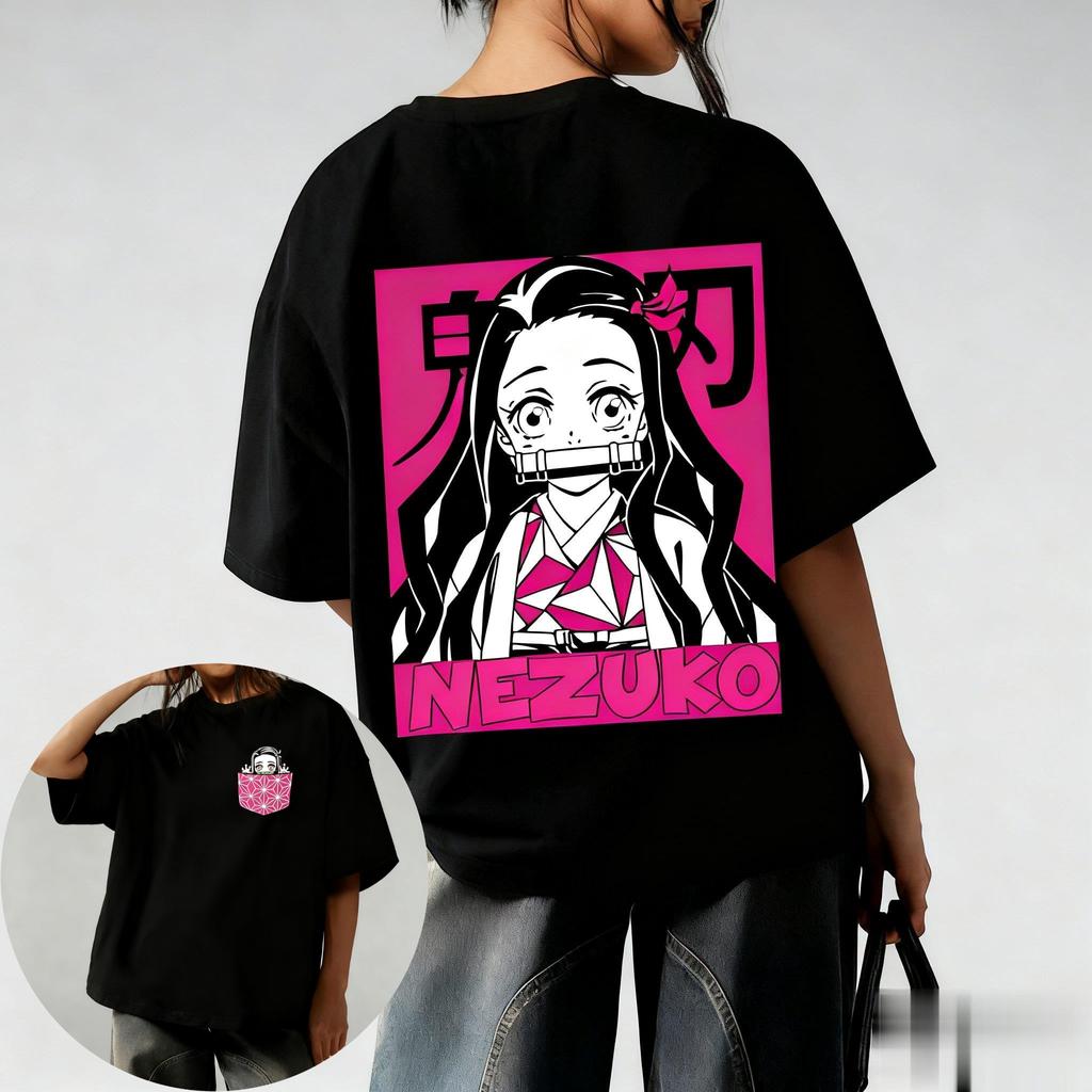 2026 Unisex Demon Slayer Nezuko Kamado Anime T Shirt Women Unisex Short Sleeve Tee Graphic Print Casual Streetwear Summer Trendy