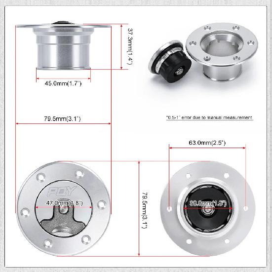 PQY - New Aluminum Billet Fuel Cell / Fuel Surge Tank Cap Flush Mount 6 bolt Surface Oxidation Opening ID 35.5mm PQY-SLYXG01