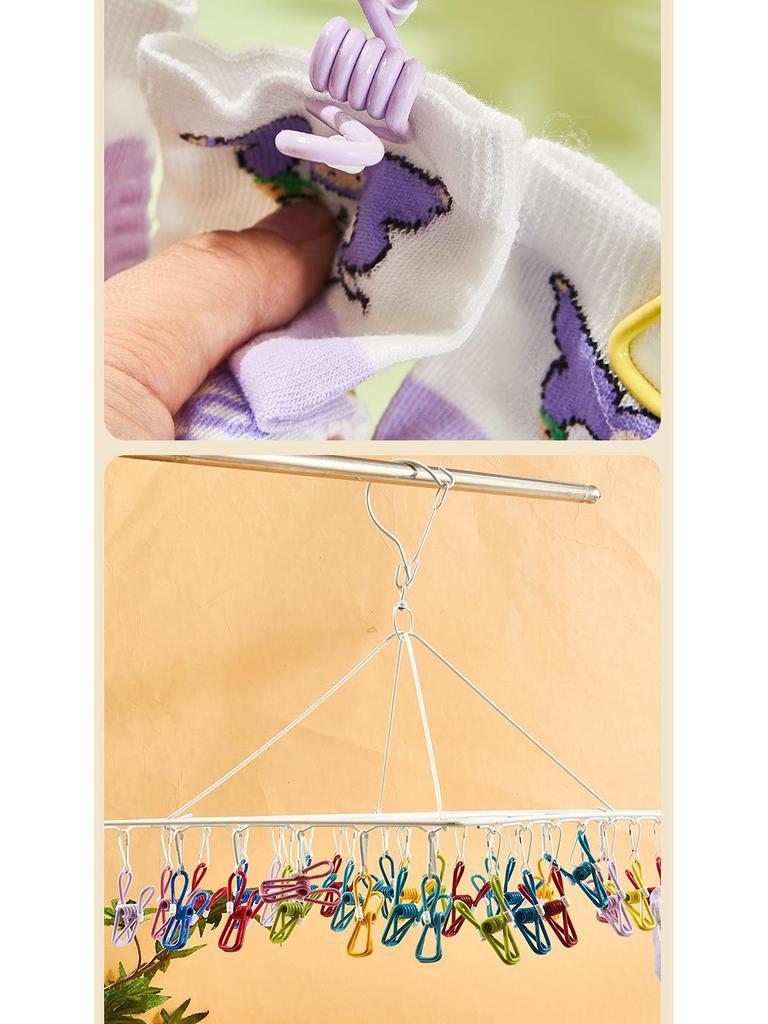 20-Clip Windproof Multi-Head Hanger for Drying Socks, Underwear, and Clothes