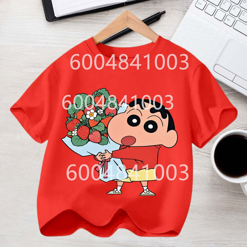 Crayons Shinchan Children T Shirt Kawaii Cartoon Boy Girl Short Sleeve Tee Shirt Summer Kids Clothes Anime Toddler Colour Tops