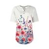 Short Sleeve Womens Tops Summer T-Shirts Floral Print V Neck Casual Basic Tee Button Shirts Tunic Tops