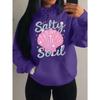 Salty Soul Красивый принт ракушки Женское худи На каждый день Осенняя уличная одежда Мягкий удобный худи-пуловер