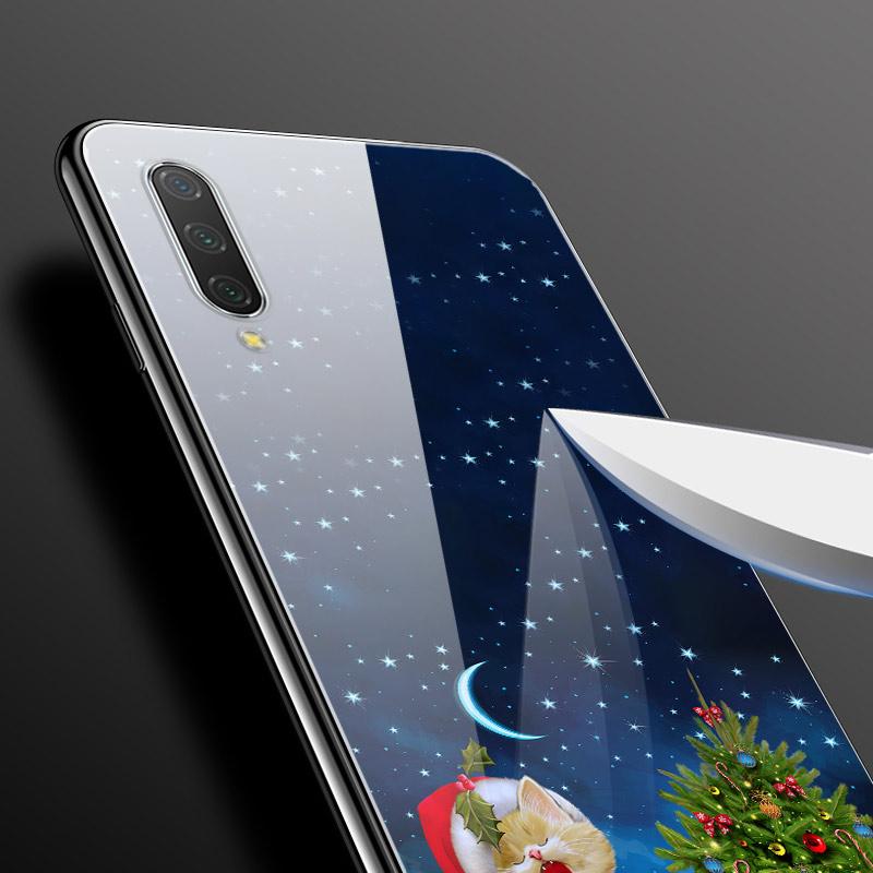 New Year Christmas Case For Xiaomi Mi 9 Lite CC9 CC9E A3 9T SE Tempered Glass Hard Cover For Redmi Note 8T 8 7 K20 Pro Bumper