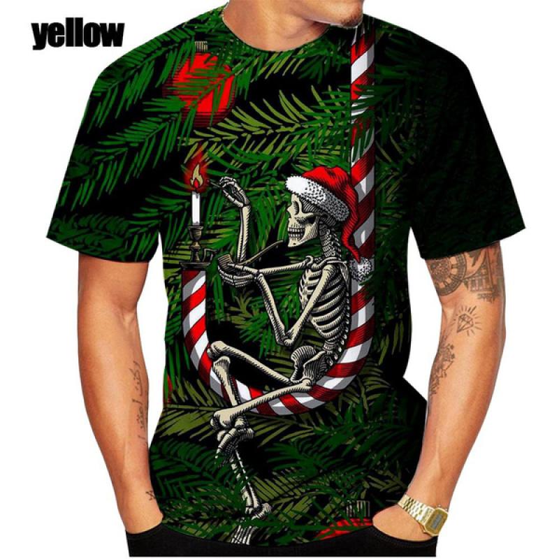 Novelty Gothic Skull Fashion Christmas 3d Print Tshirt Men and Women Universal Wear Casual T-shirt