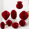 2026 Украшение Рождественские шары 3D Соты Подвесные кулоны Украшения для рождественской елки Красный бумажный фонарик Рождественский декор