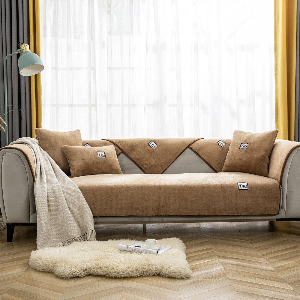 Простая подушка для дивана в скандинавском стиле, зимние подушки для сиденья дивана из овчины, утолщенная флисовая подушка, нескользящий кожаный чехол для дивана