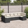 VidaXL 7-Piece Garden Sofa Set with Cushions Black Poly Rattan 3346867
