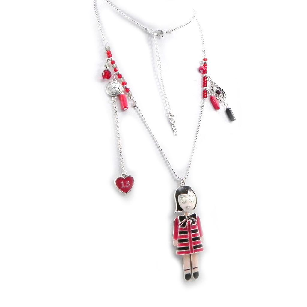 Les Trésors De Lily [H9857] - Red 'Mangas' Designer Long Necklace