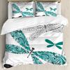 Dragonfly Quilt Cover Set Plant Flower Soft Comfortable Bedding Down Quilt Cover Three-Piece Set