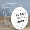 [A2264] - Wooden Metal Wire Storage 'Head In the Stars' White Gray - 30x30x30 Cm