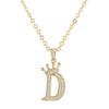 Unisex Fashion Crown A-Z Alphabet Pendant Vintage Chain Necklaces Hip-Hop Style Crystal Zircon Punk MIT
