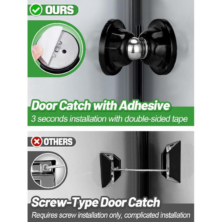 Сильный магнитный держатель двери для автодома - Защелка двери для кемпера и автодома, чтобы держать двери открытыми на ветру, Легко достать, С клеем и винтами, Прочный стопор для прицепа