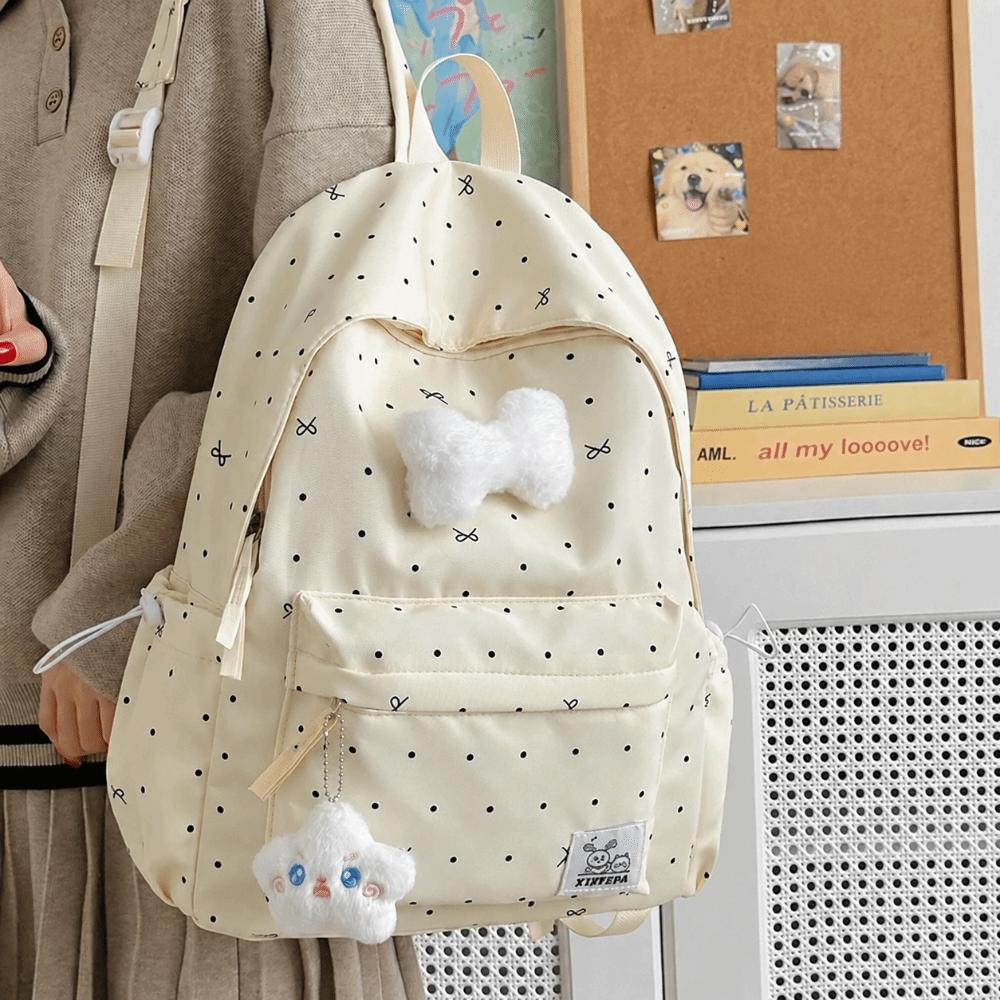 Casual Polka Dot Backpack Lightweight Large Capacity School Bag Cute Students Daypack Gift