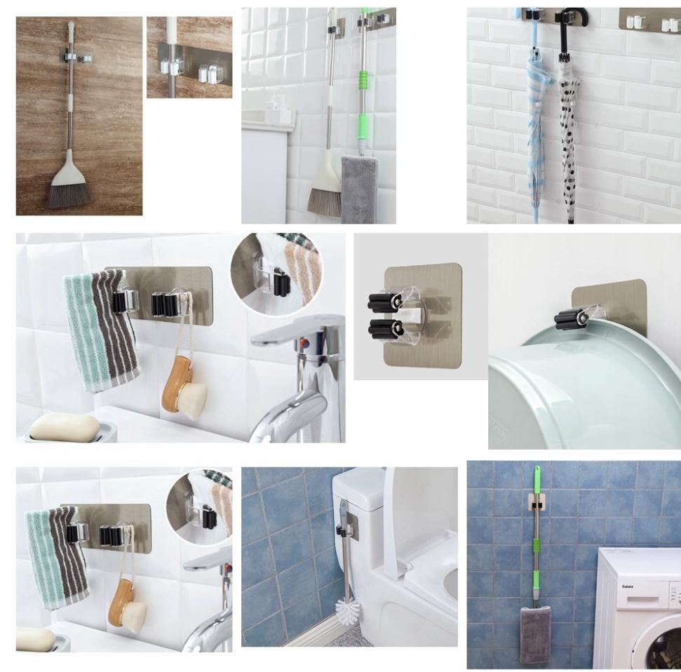 White mop hanger