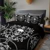 3pcs Breathable Polyester Skull Print Bedding Set - Machine Washable Includes 1 Duvet Cover & 2 Pillowcases Perfect for All
