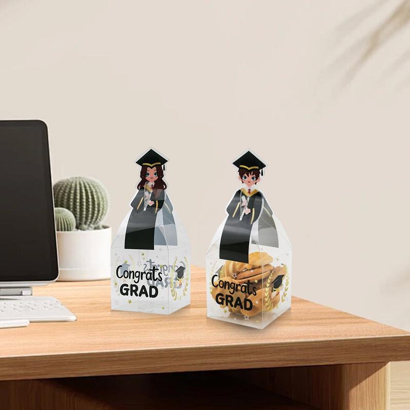 10Pcs Pvc Gift Box Bachelors Uniform Favors Clear Graduation Gift Box Decoration Box Gift Box For Graduation Party