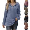 Autumn Winter Women's Loose Sports Knit Sweater, Long Sleeved Button Up Hooded Sweater