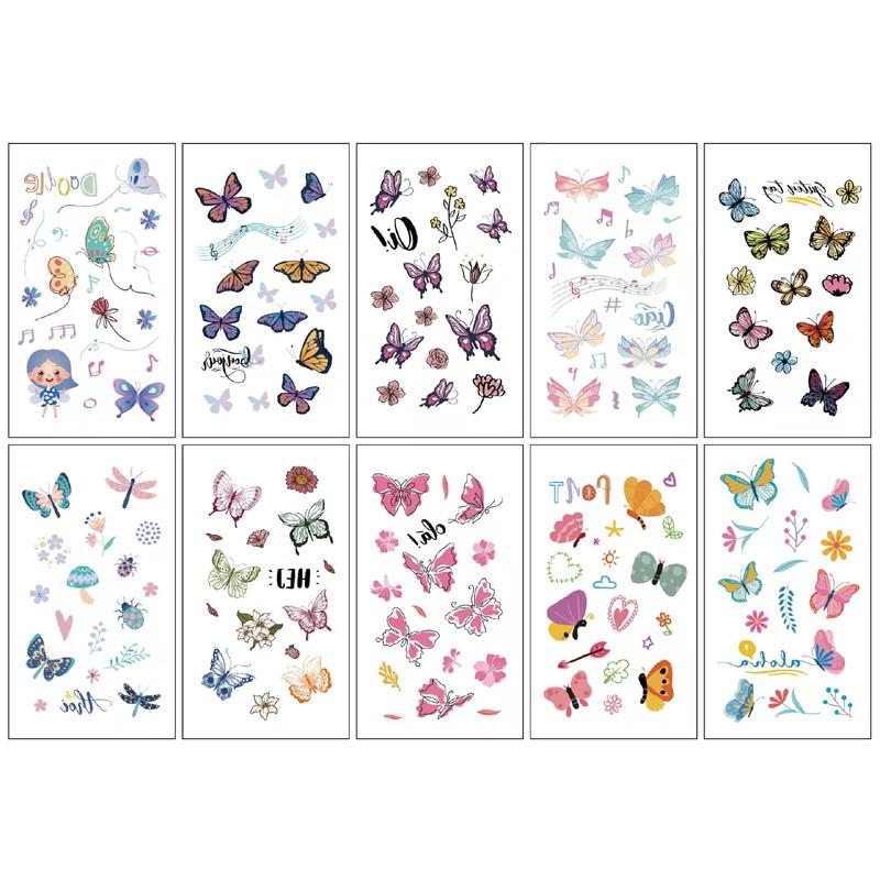 10 Sheets/Pack Kids Cartoon Fake Tattoo Stickers for Children Creative Water Transfer Printing DIY Temporary Tattoo