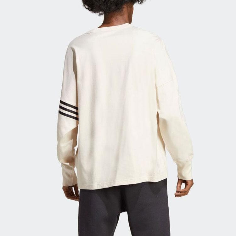 adidas Футболка Originals с круглым вырезом и длинными рукавами, с принтом в виде трилистника сбоку, мужская, цвет слоновой кости HS1525