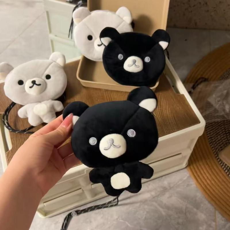 НОВАЯ Плюшевая Сумка-Кроссбоди Rilakkuma Черно-Белая Двухцветная Кукла-Медведь для Отдыха Кошелек для Монет Брелок Мягкая Сумка Кавайи Хранение Сумка на Плечо Декор