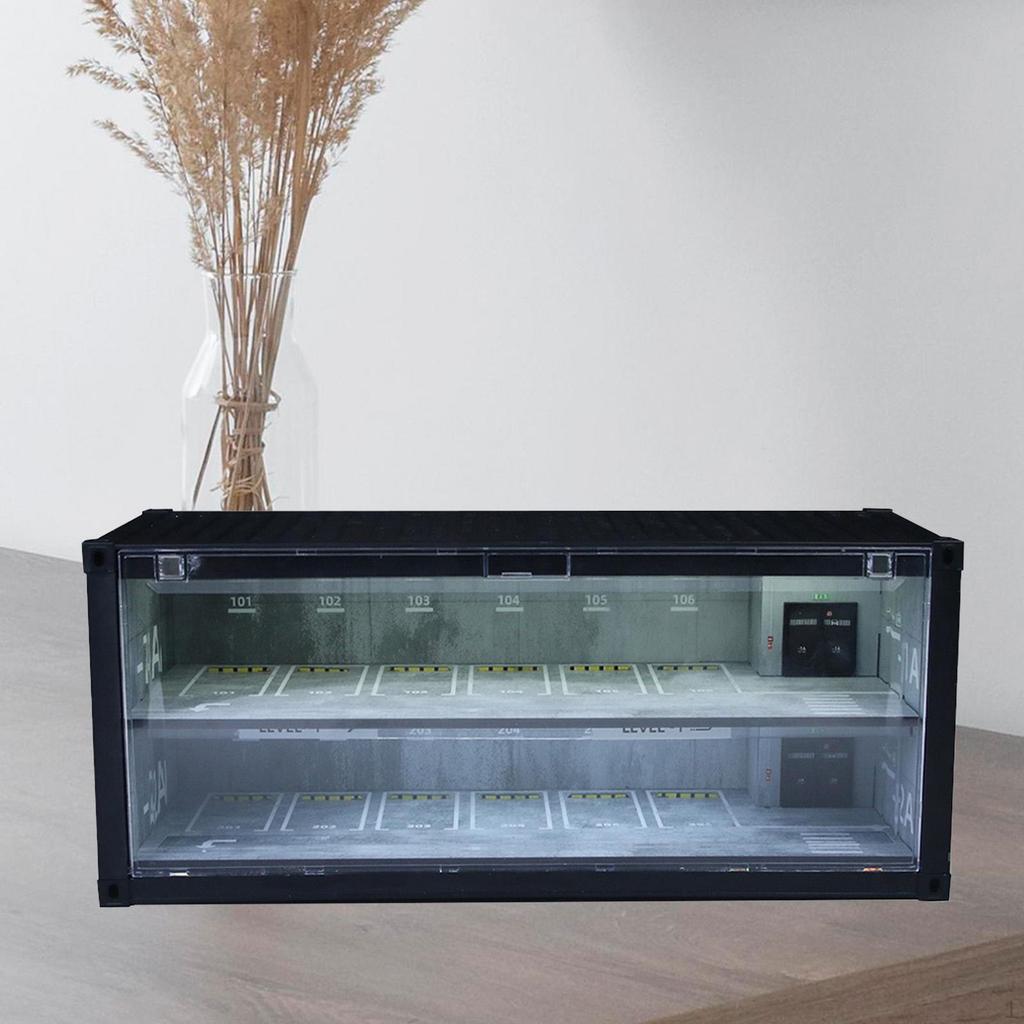 1/64 Car Display Case Parking Garage Model,Diecast Storage Showroom Scenery with Light