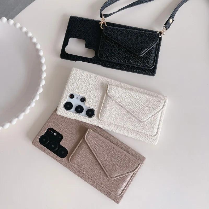 Кожаный чехол-кроссбоди для телефона Samsung Galaxy S23 FE S25 S24 S22 Ultra A15 A25 A35 A55 A54 A34 Кошелек с держателем для карт Чехол