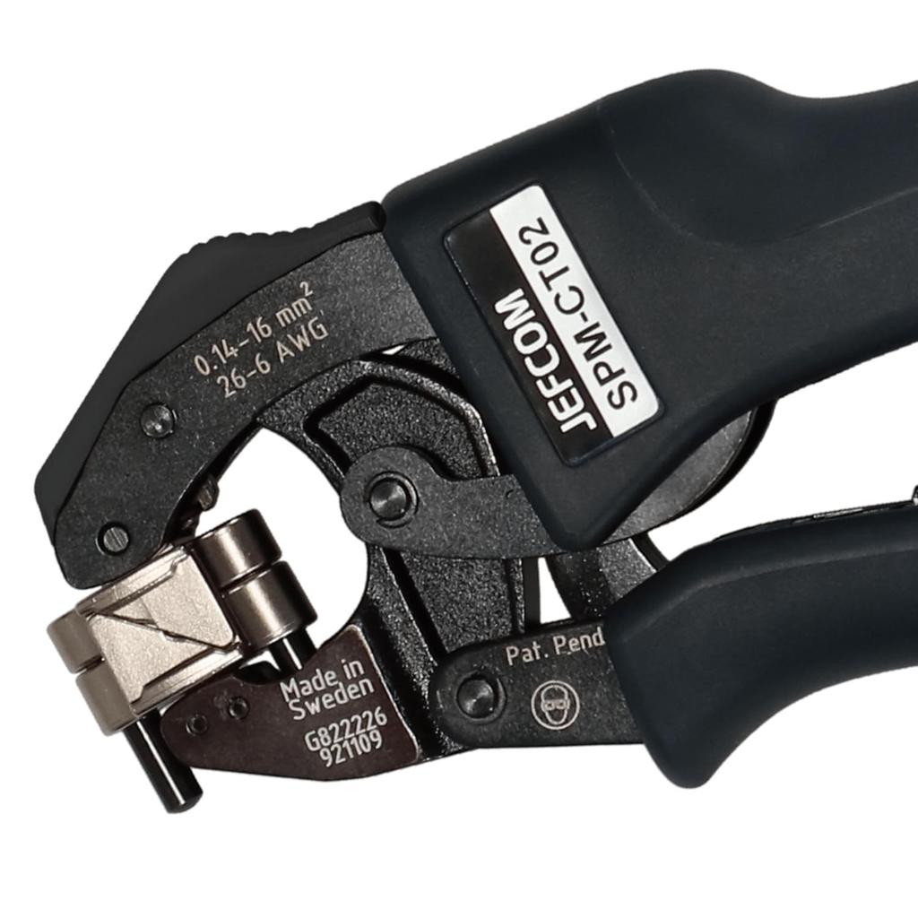 Jefcom Ferrule Crimping for Terminals to Lightweight and Rotating Dies for Work in Tight Tool, 0.14 16mm², Compact, Spaces, SPM-CT02