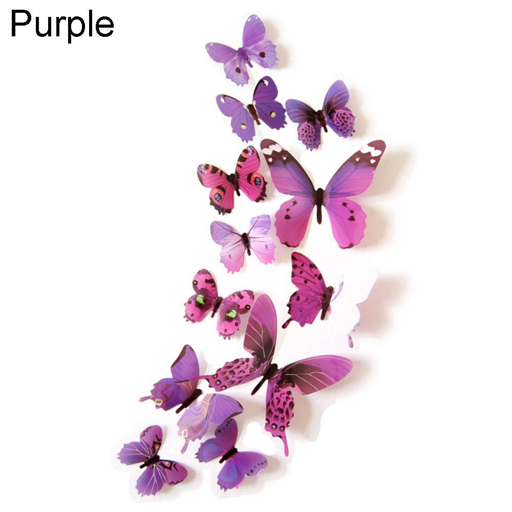 Wedding Ornament Folding Wings Single Layer 3D Decals Wall Art PVC Mural Butterly Wall Sticker
