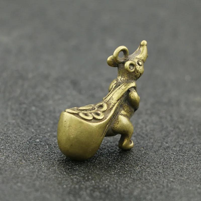 2024 Retro Mini Mouse Statue Brass Pendant Craft Creative Little Mouse Decoration Suitable for Home Office Desk Decoration