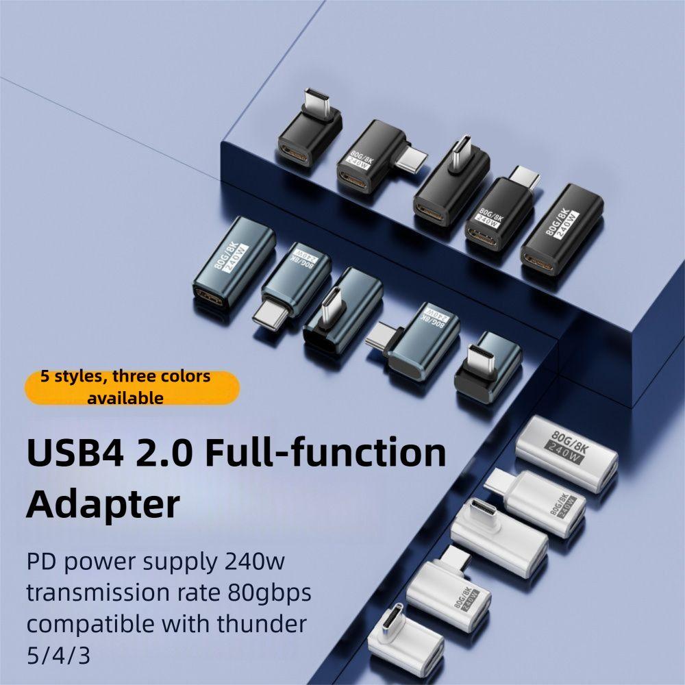 240 Вт Type-C Конвертер 80 Гбит/с 8K 60 Гц USB4 Адаптер Передача Данных Штекер на Розетку USB-C Удлинительный Разъем Мобильный Телефон