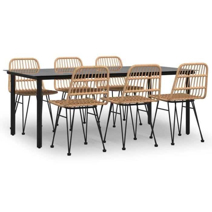 3157892 vidaXL 7-piece Garden Dining Set Woven Resin