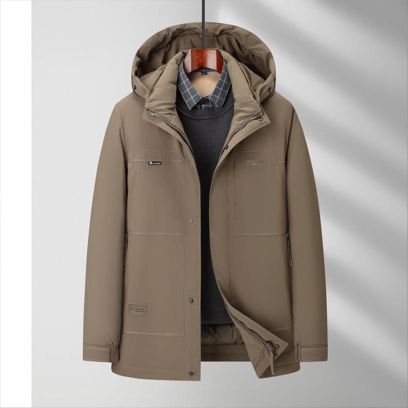 Мужская зимняя куртка-пуховик с капюшоном, белая куртка-пуховик с утиным пухом