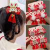 Lion Dance Plush Rabbit Hairpin Tassel Bow Hair Clip Cute Children Red Hairpin Girls